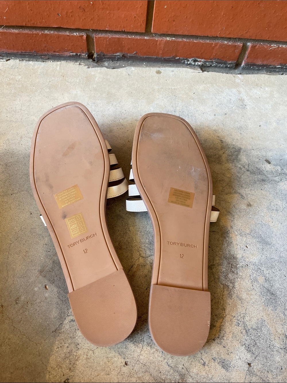 TORY BURCH Women's INES Cream Leather Slide Sandals Size 12 - Picture 7 of 9
